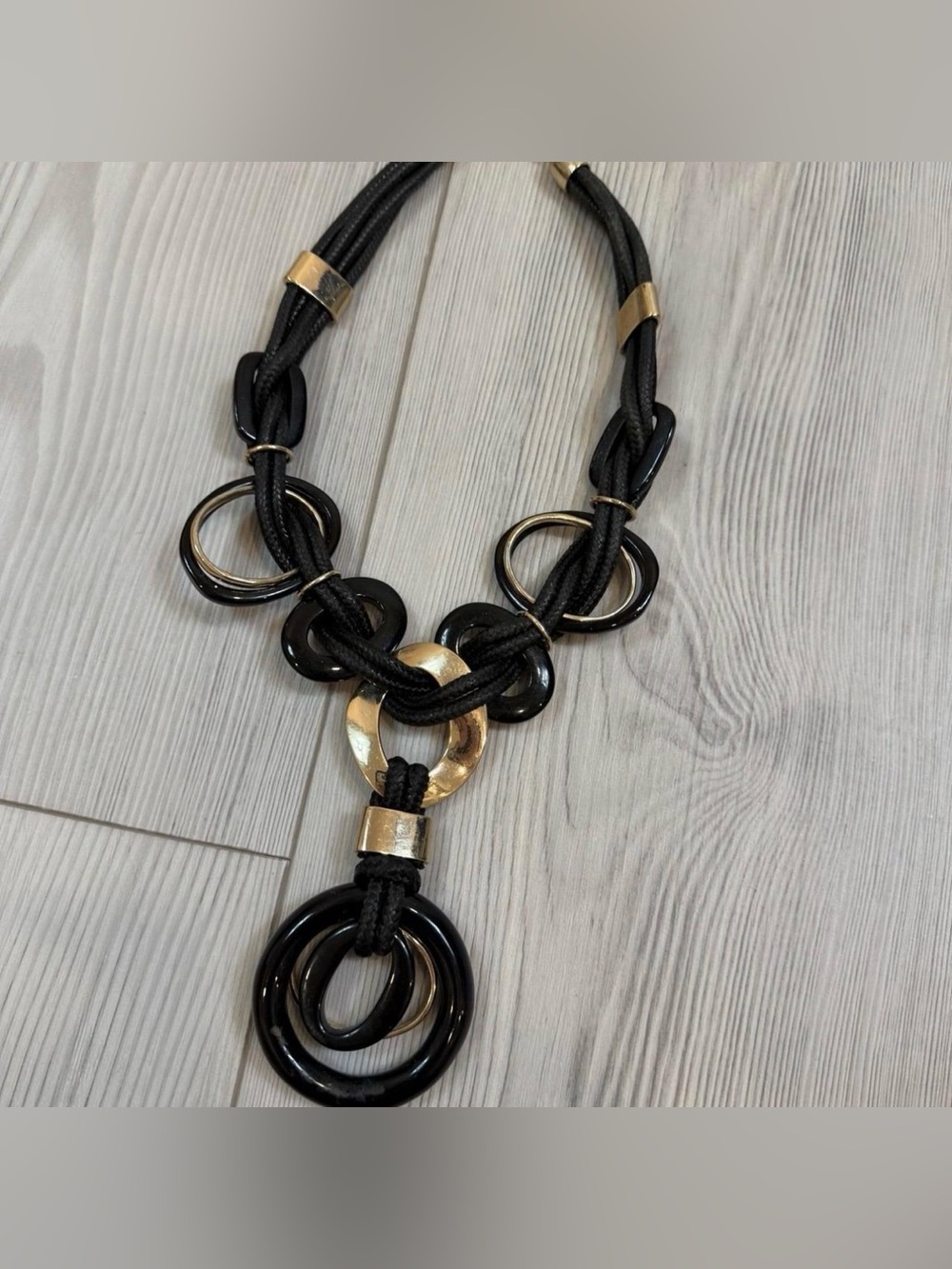 Chico’s Statement Gold And Black Circle Necklace